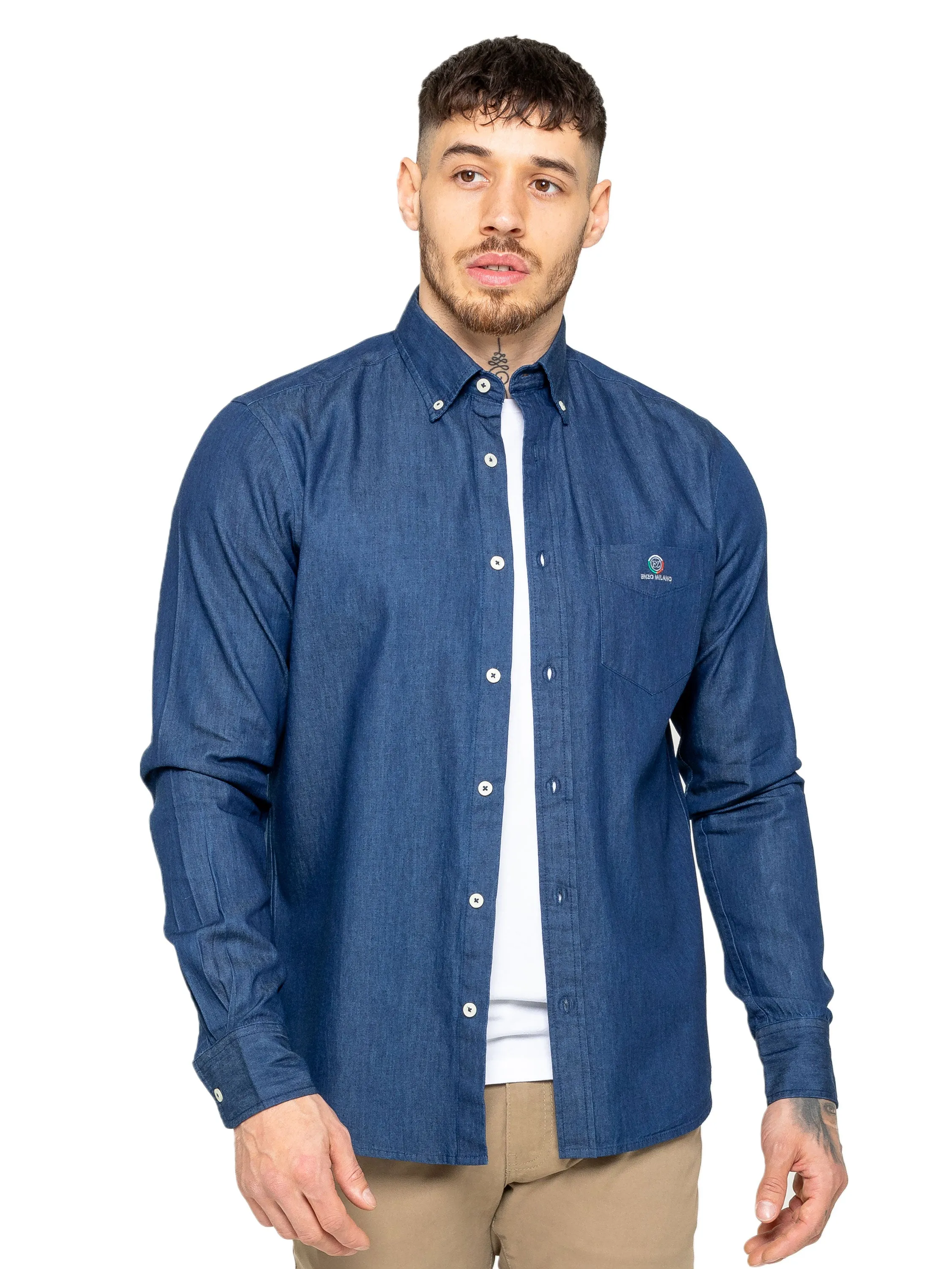 Enzo | Mens Regular Fit Denim Shirt