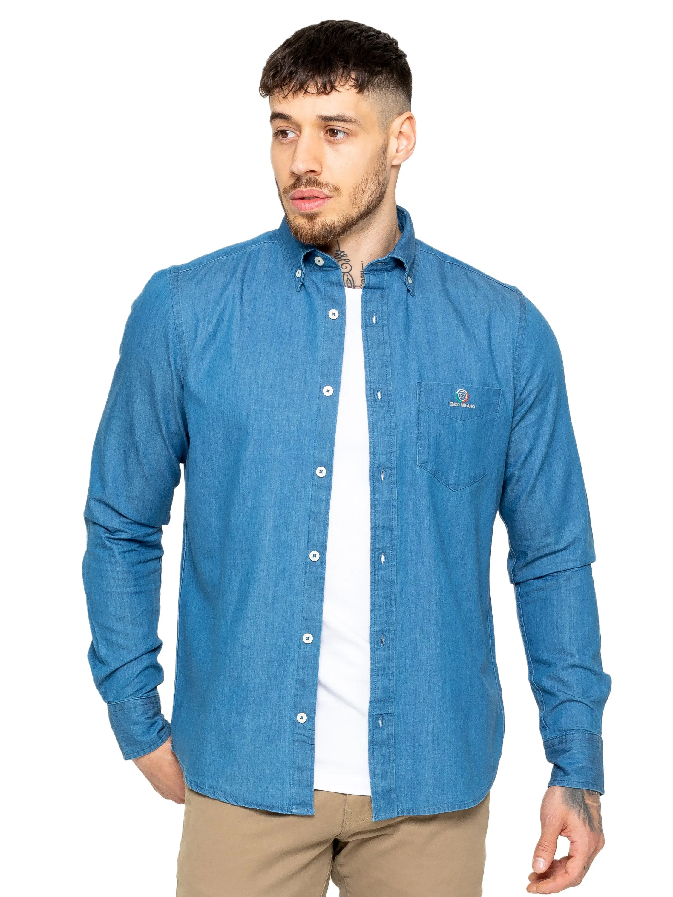 Enzo | Mens Regular Fit Denim Shirt