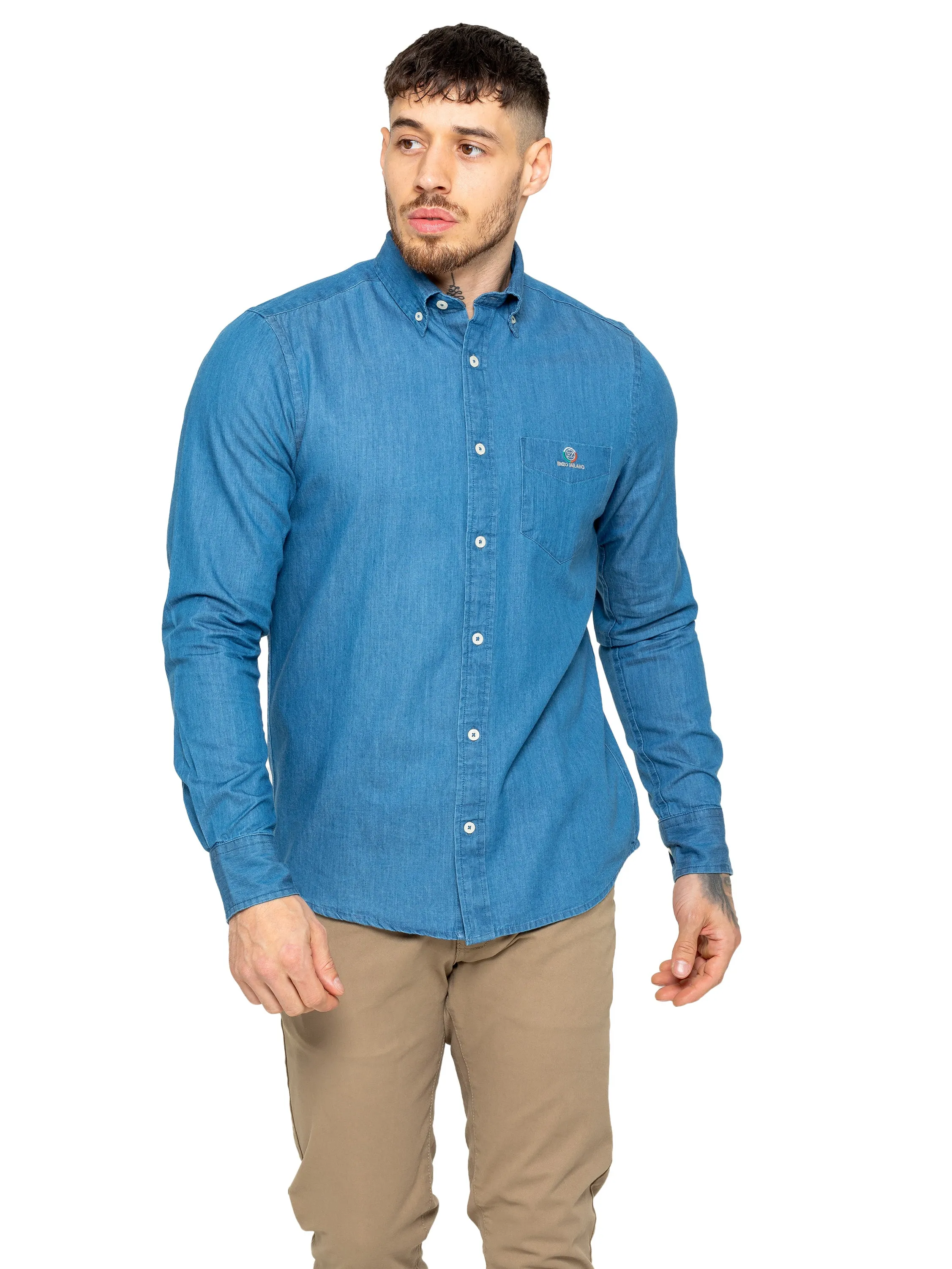 Enzo | Mens Regular Fit Denim Shirt