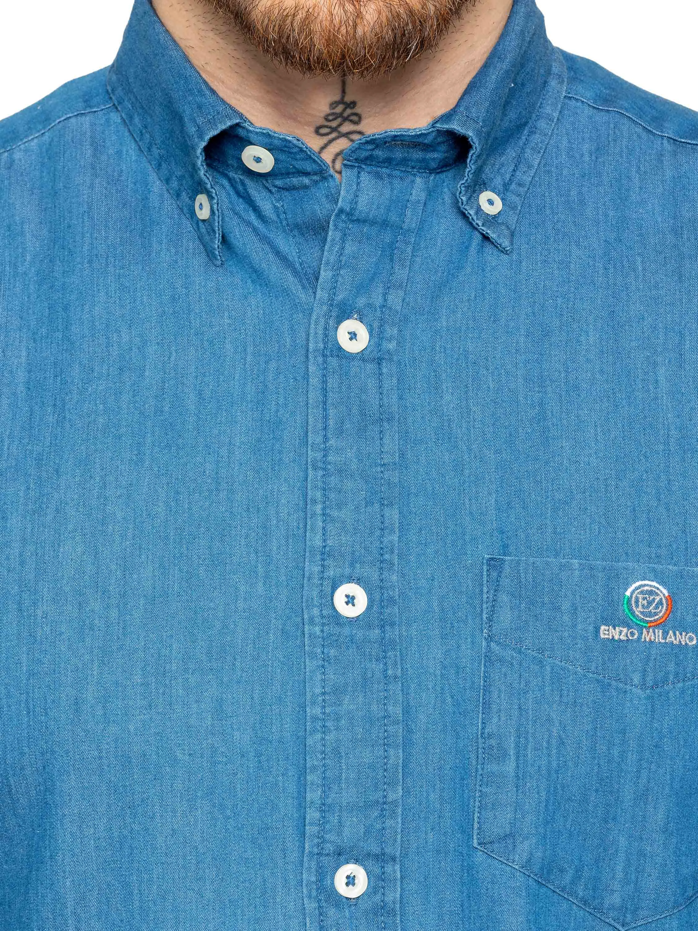 Enzo | Mens Regular Fit Denim Shirt