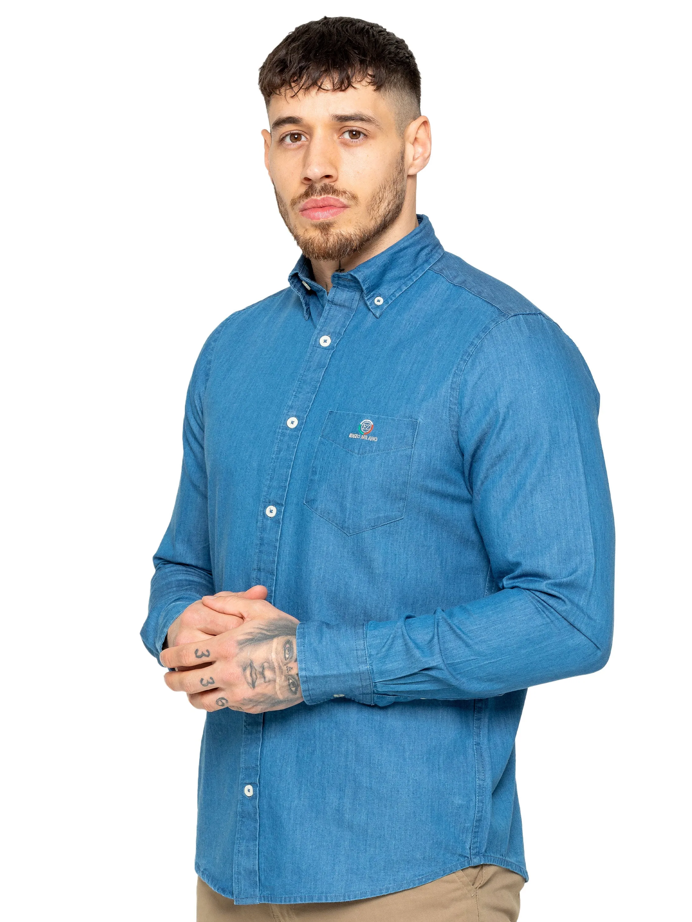 Enzo | Mens Regular Fit Denim Shirt