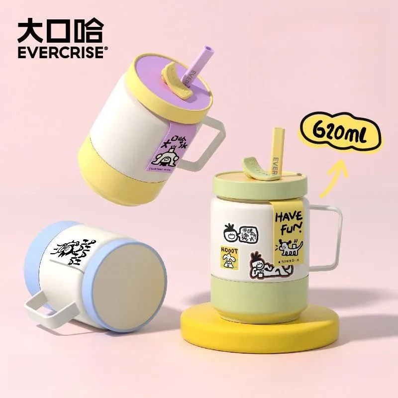 EVERCRISE HipHop Cup: Fun and Functional Insulated Straw Cup 620ml