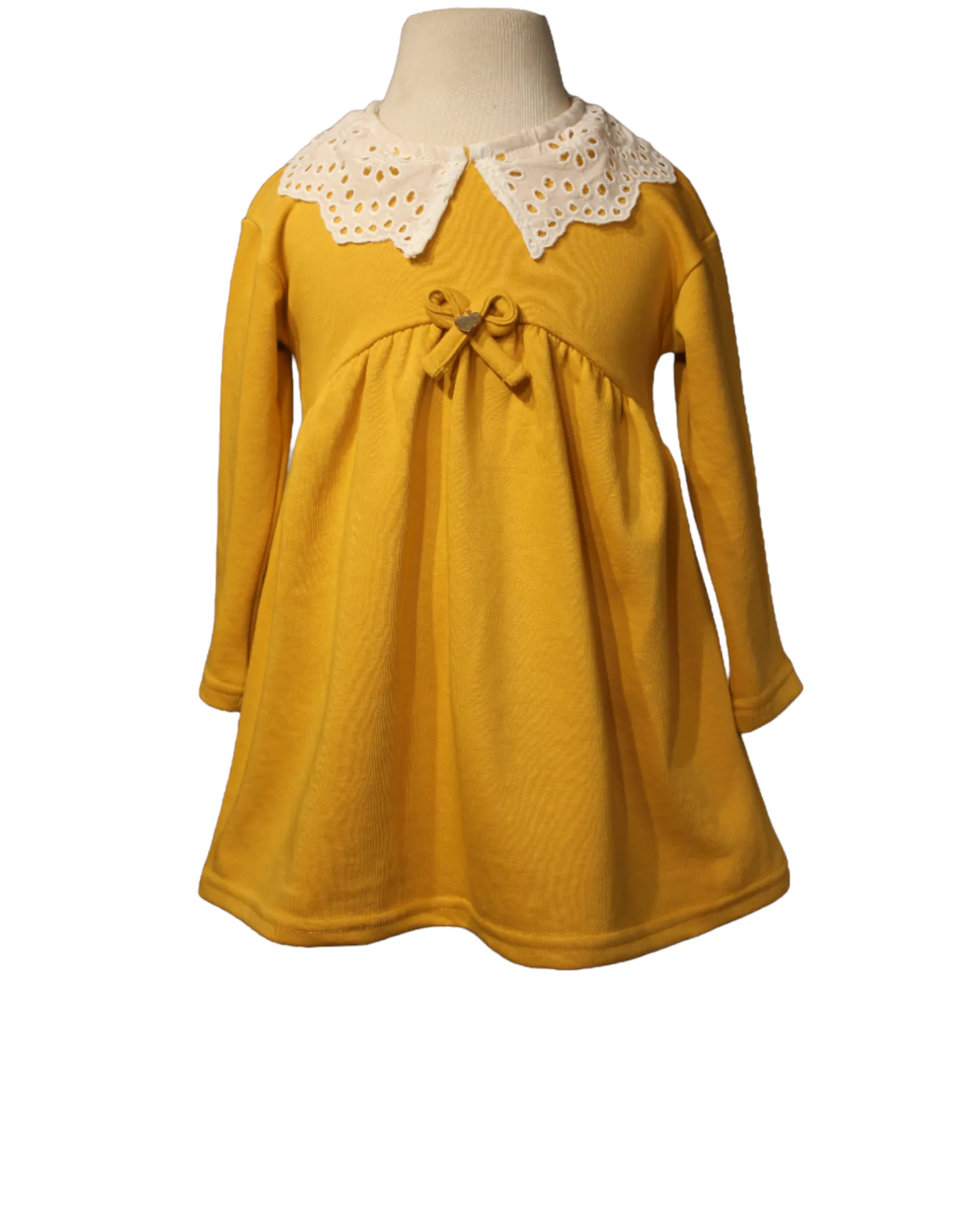 Eyelet Lace Collar Dress for Little Girls in Combed Cotton