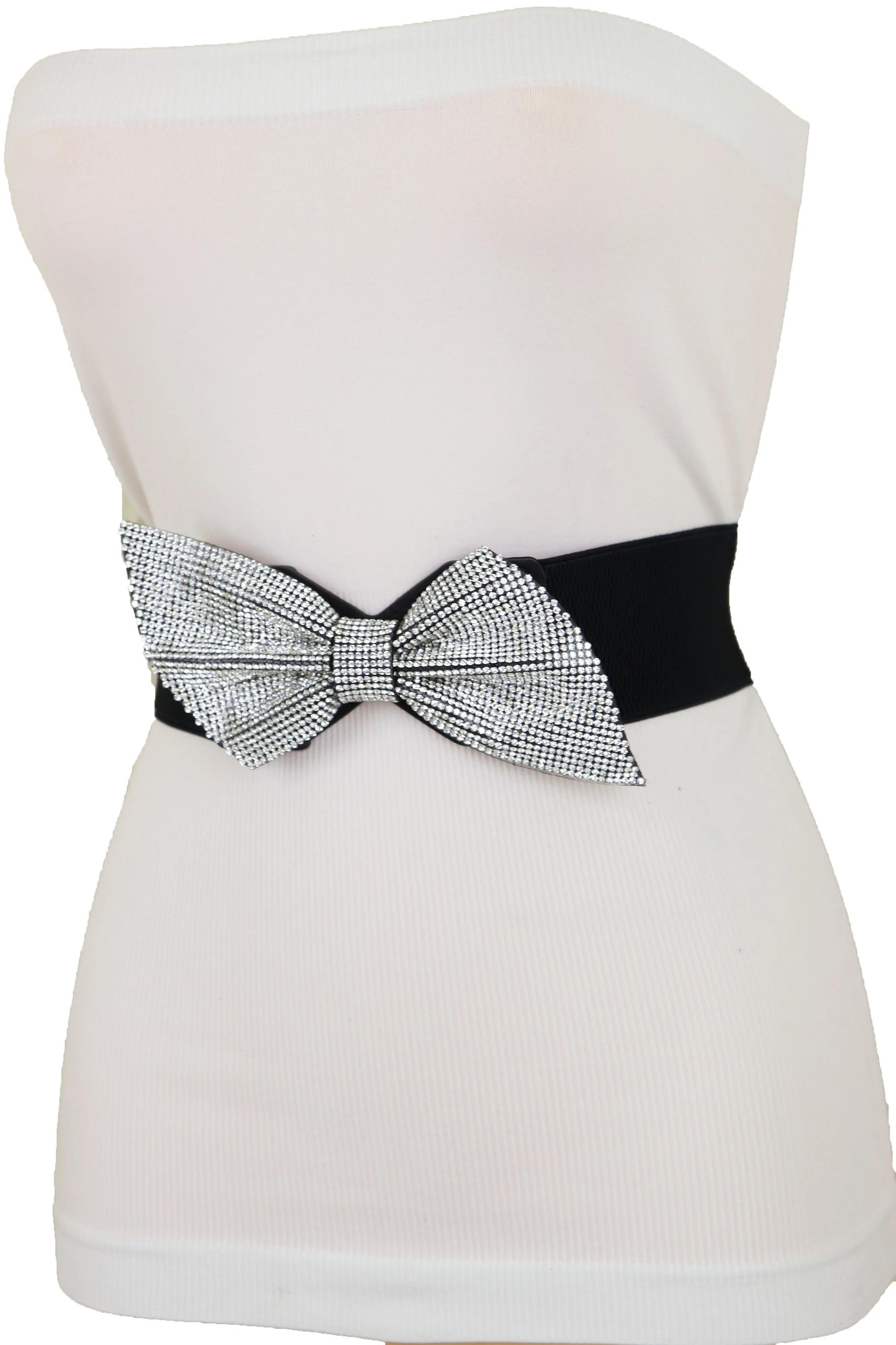 Fancy Fashion Elastic Hip Waist Belt Bling Bow Tie Ribbon Buckle S M L