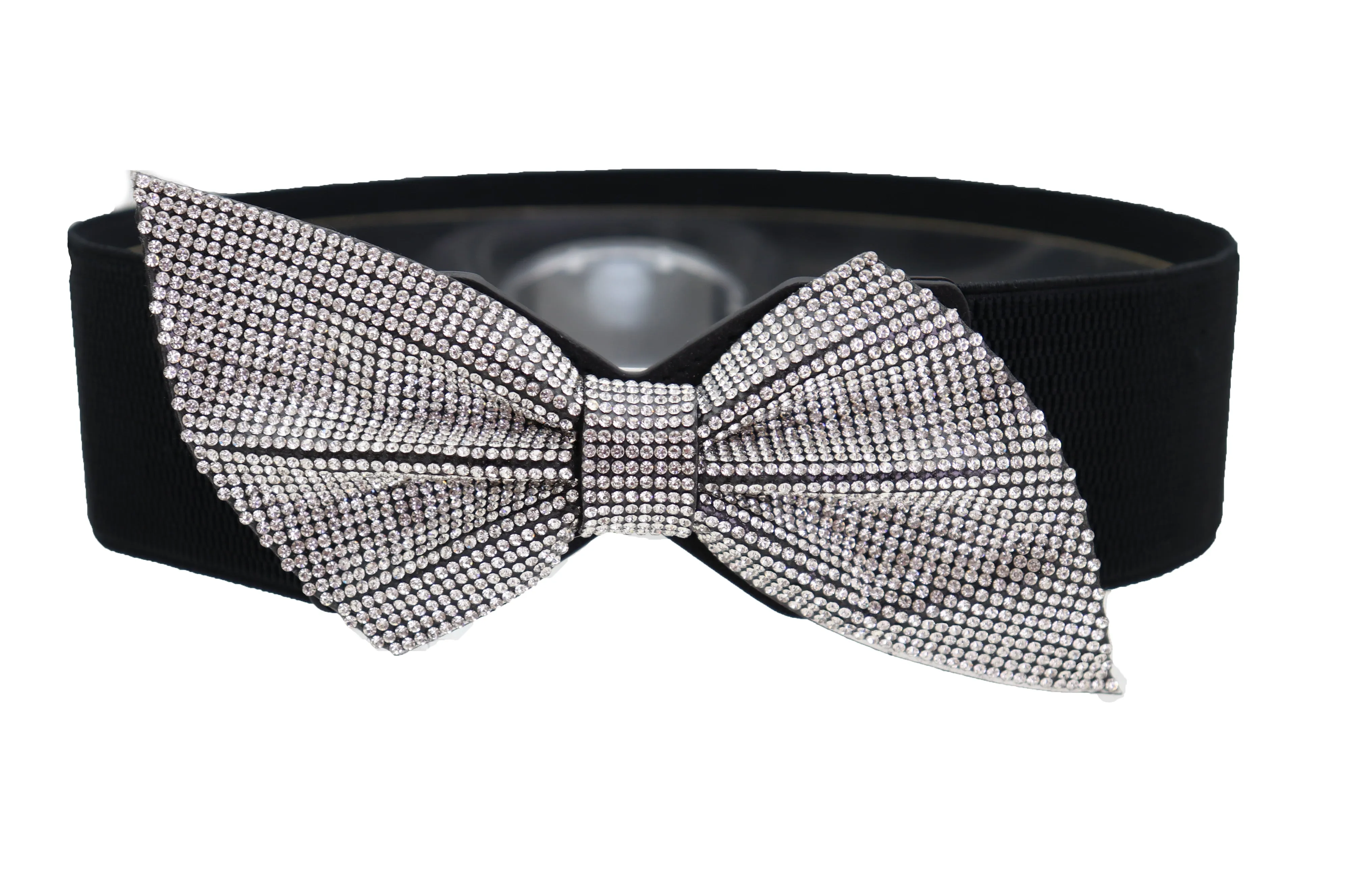 Fancy Fashion Elastic Hip Waist Belt Bling Bow Tie Ribbon Buckle S M L