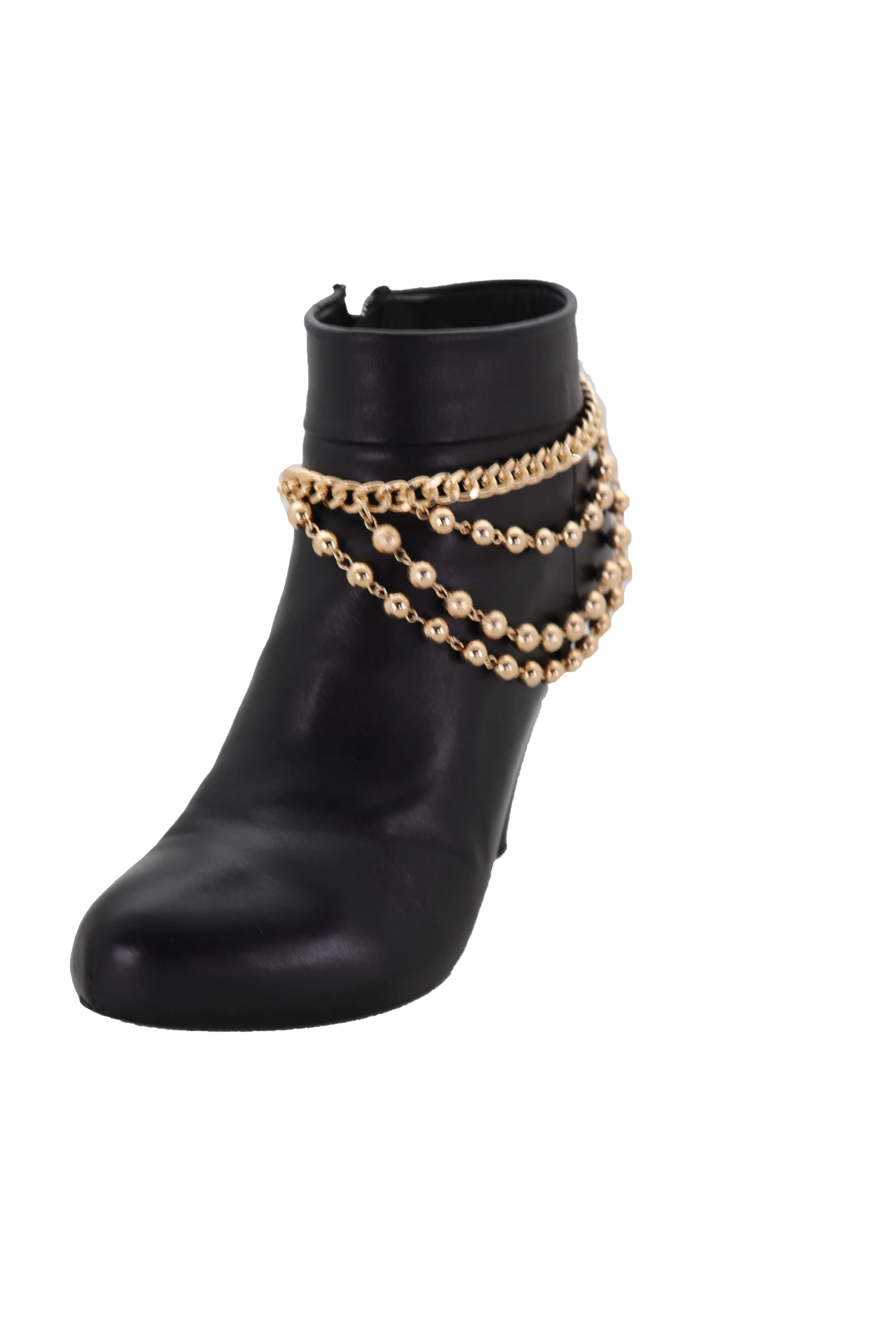 Gold Metal Chain Boot Bracelet Shoe Anklet Ball Waves Charm