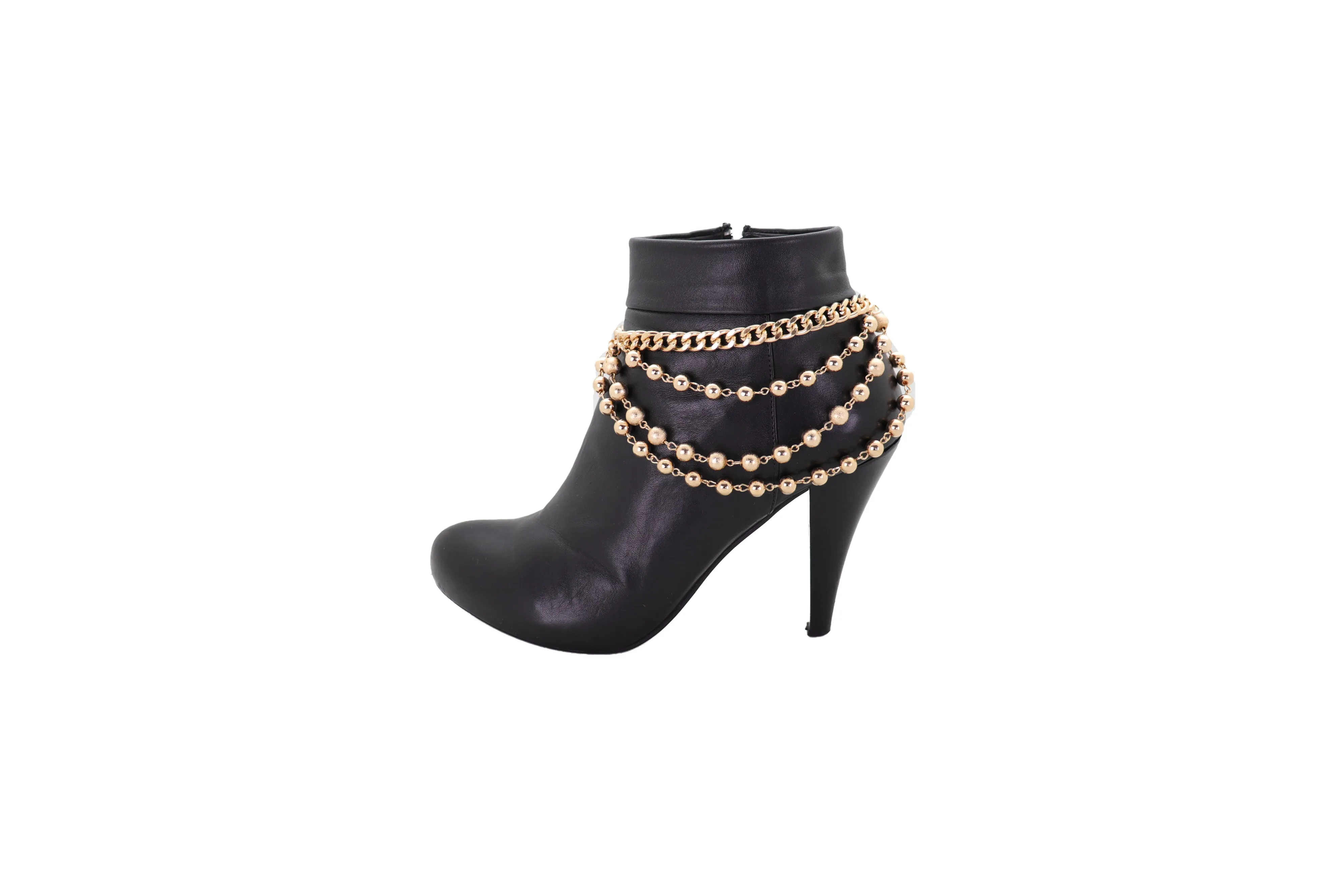 Gold Metal Chain Boot Bracelet Shoe Anklet Ball Waves Charm