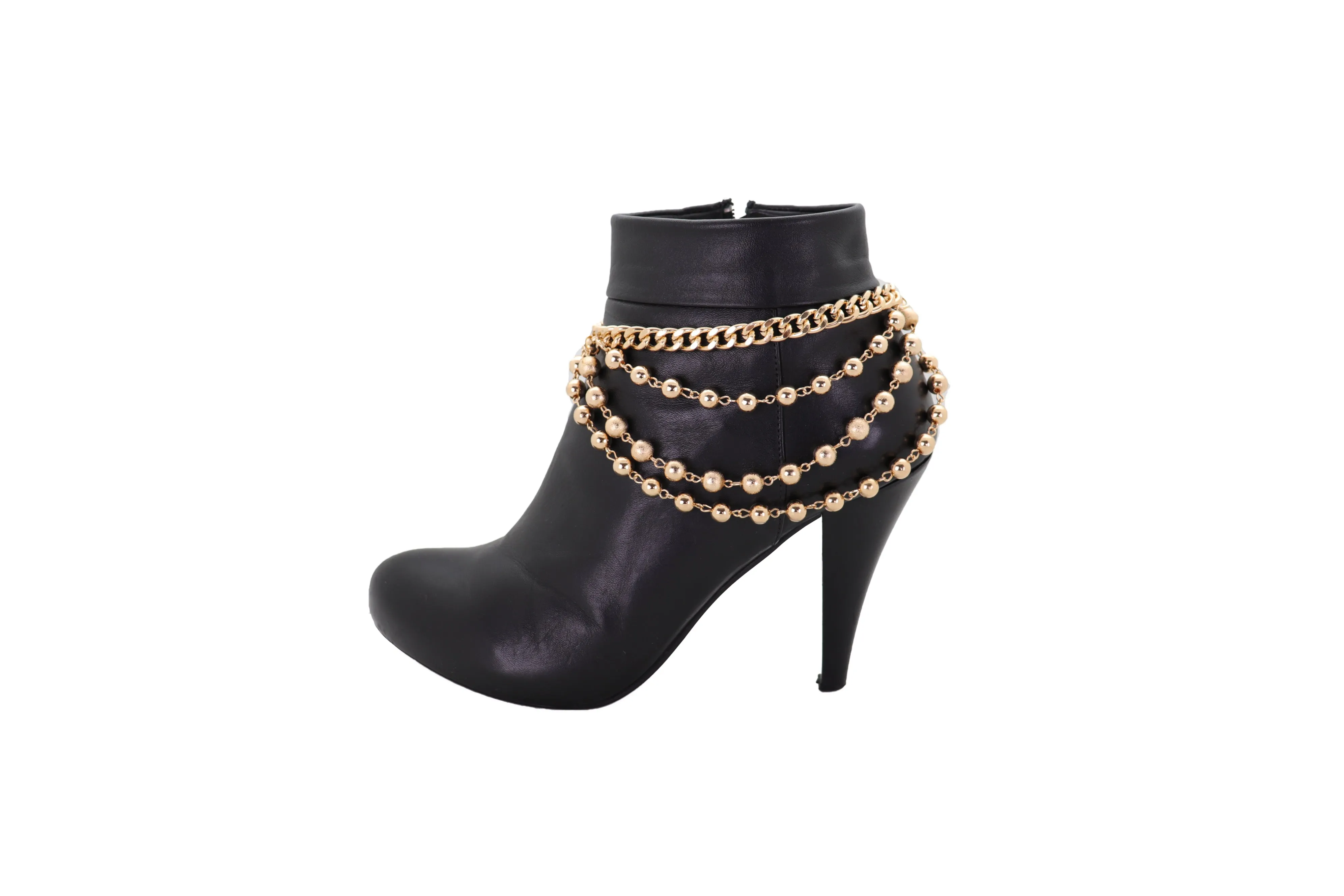 Gold Metal Chain Boot Bracelet Shoe Anklet Ball Waves Charm