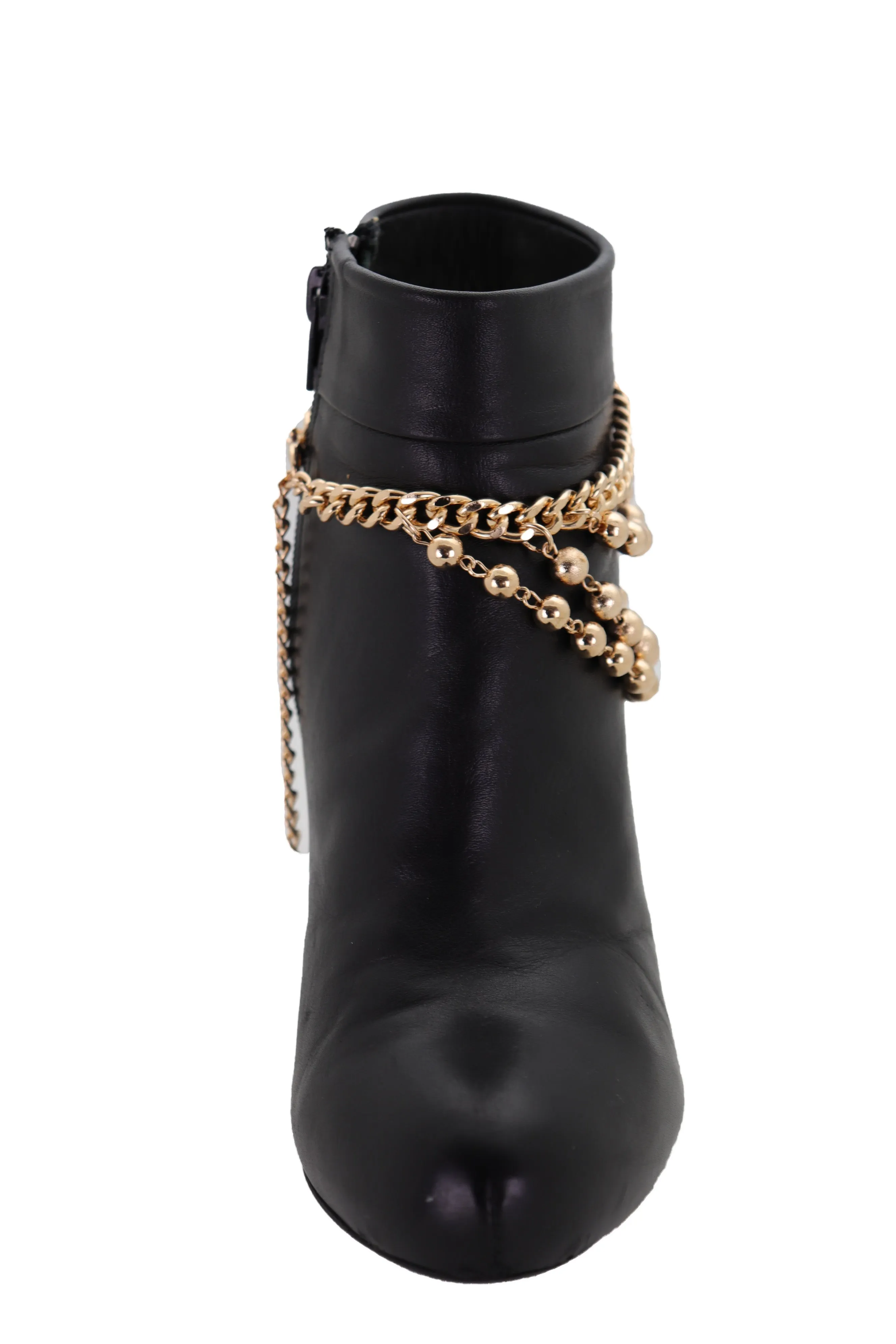 Gold Metal Chain Boot Bracelet Shoe Anklet Ball Waves Charm