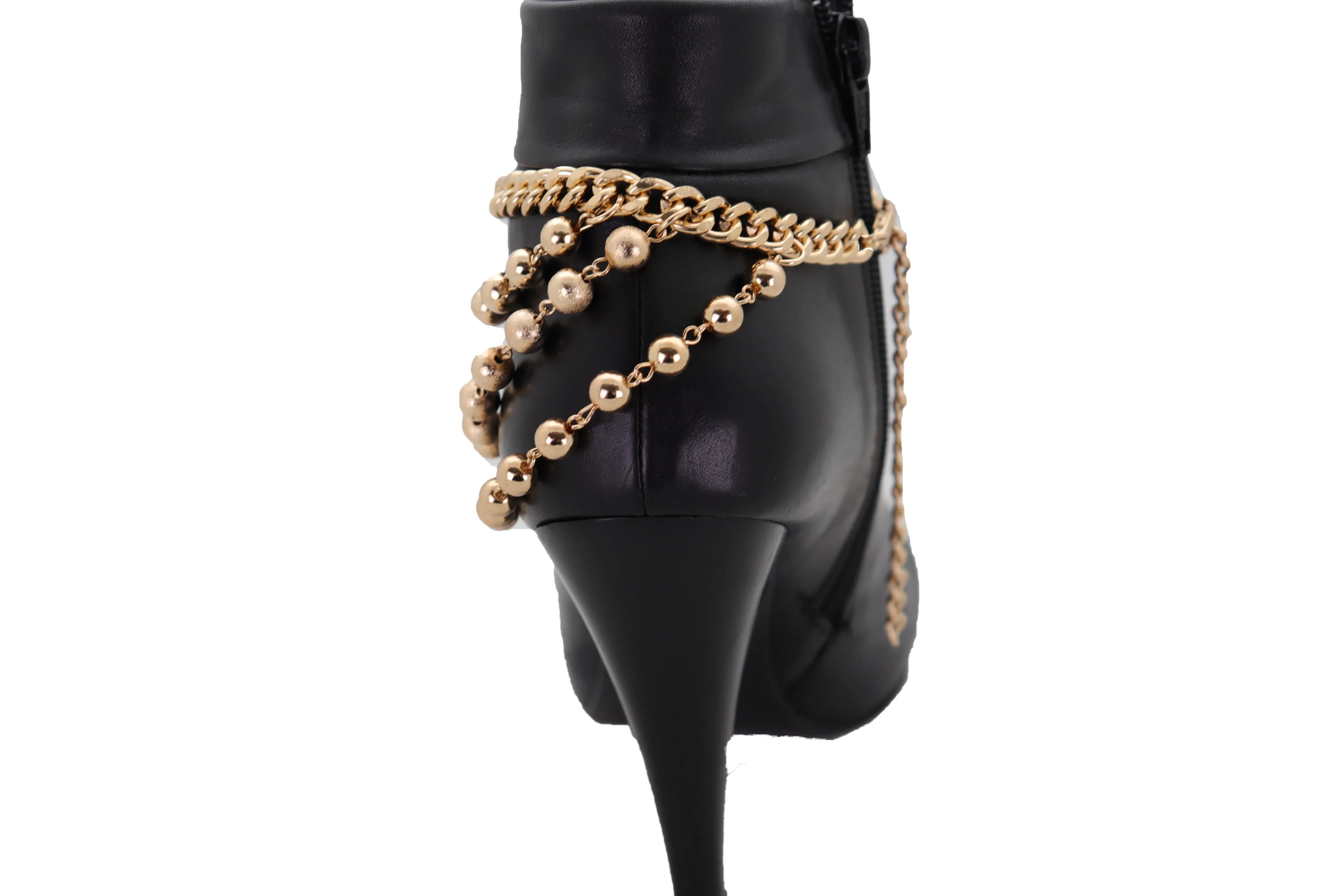 Gold Metal Chain Boot Bracelet Shoe Anklet Ball Waves Charm