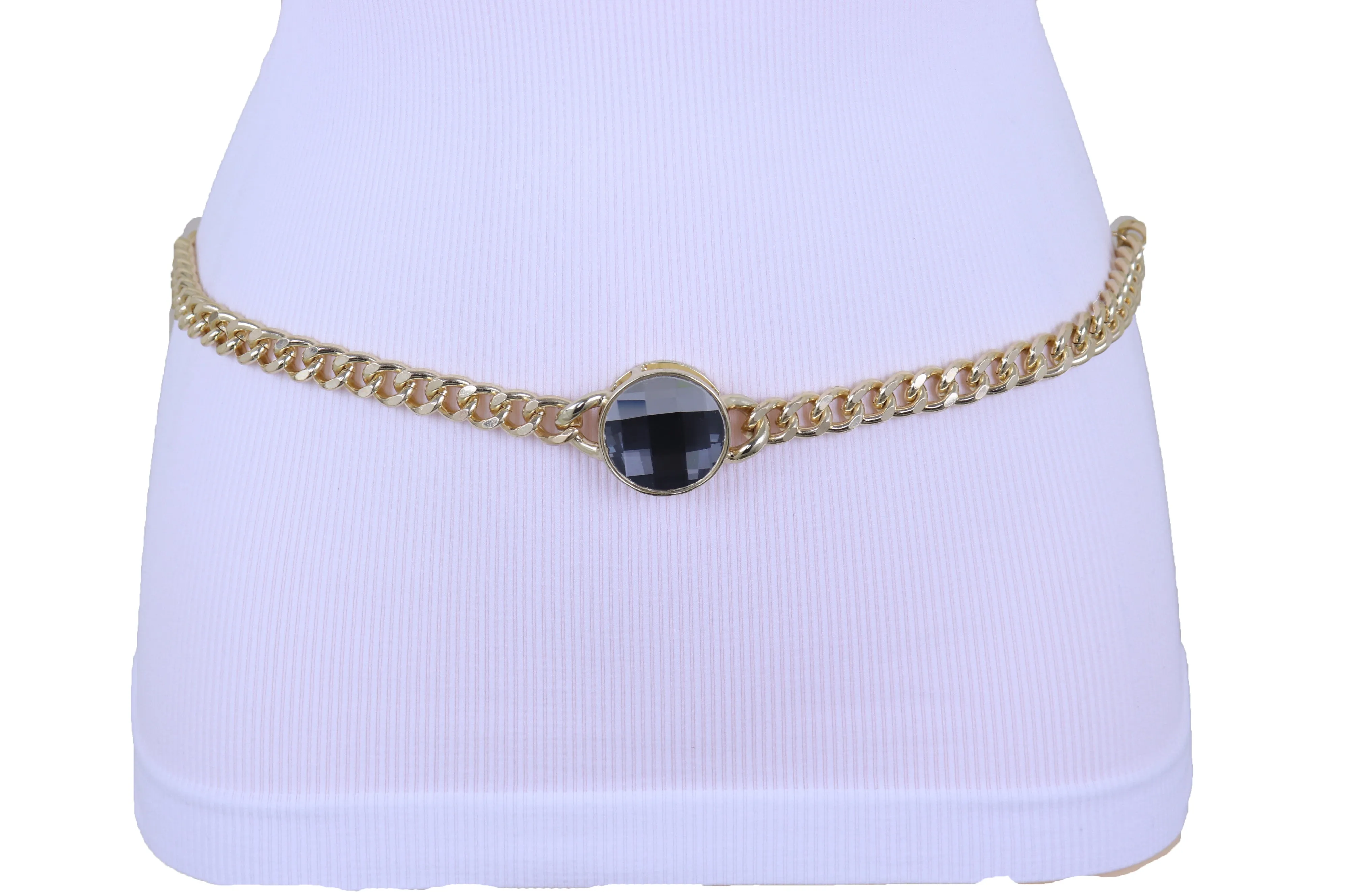 Gold Metal Chain Links Belt Waist Hip Bling Silver Color Charm Plus Size XL XXL