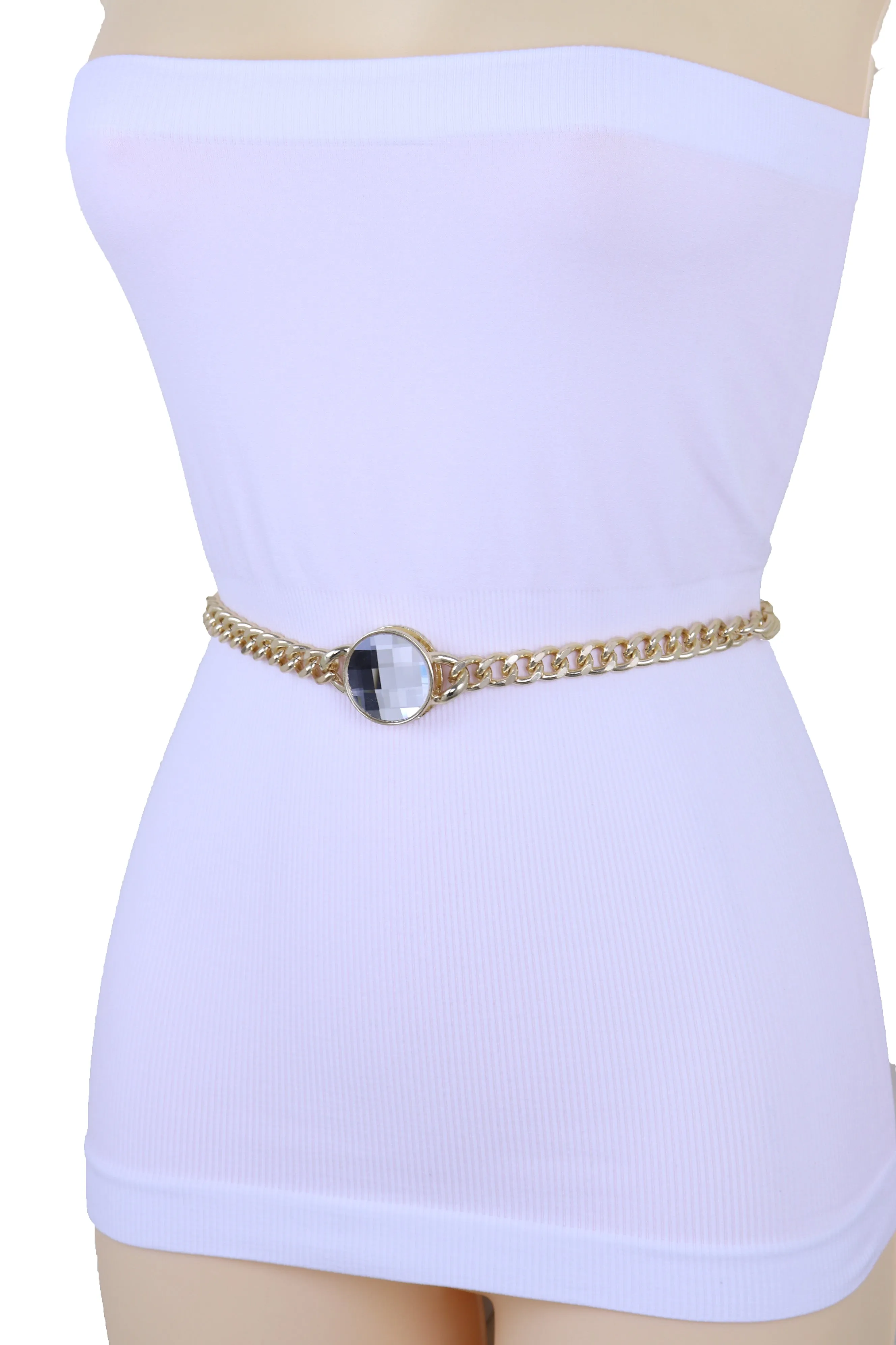 Gold Metal Chain Links Belt Waist Hip Bling Silver Color Charm Plus Size XL XXL