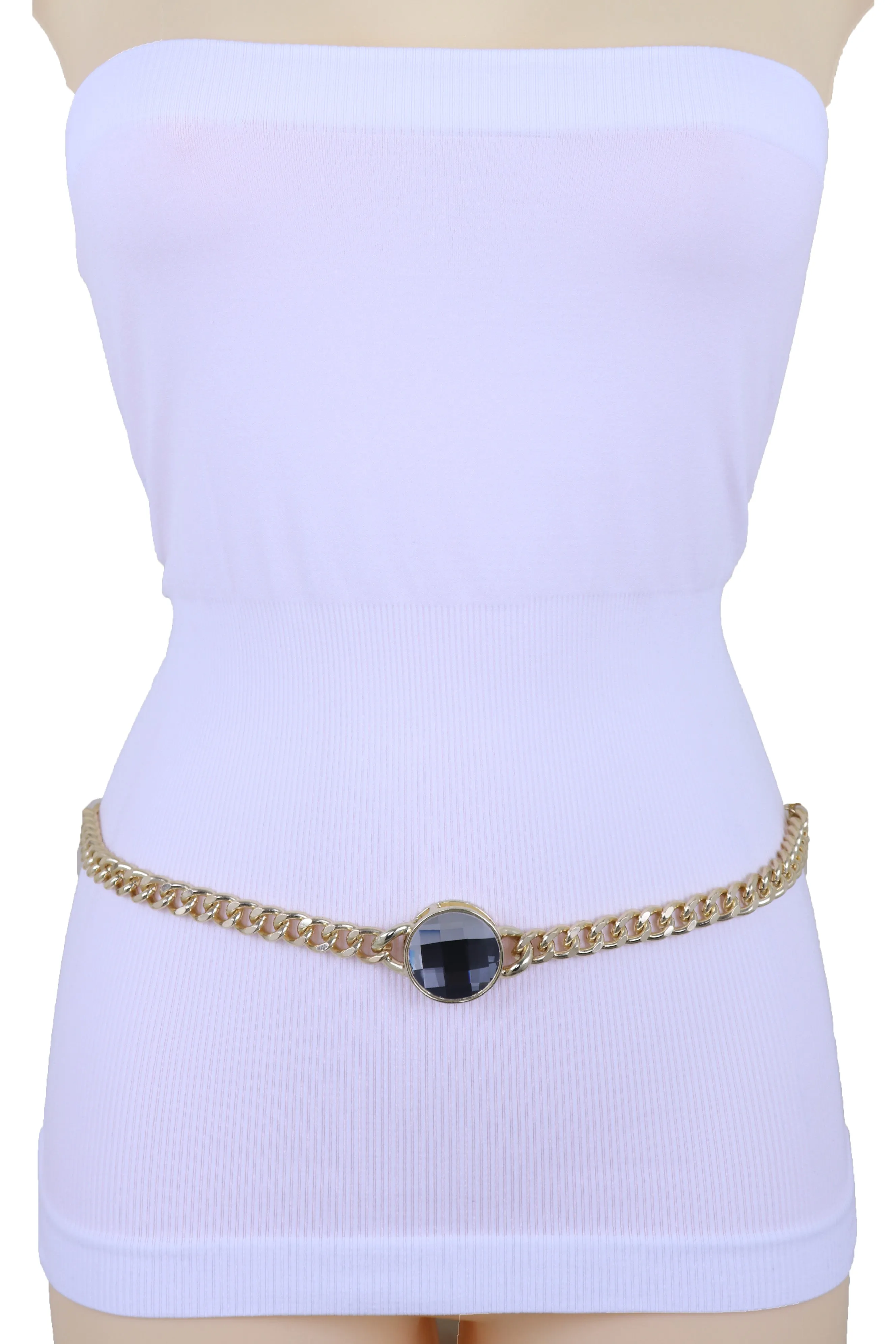 Gold Metal Chain Links Belt Waist Hip Bling Silver Color Charm Plus Size XL XXL