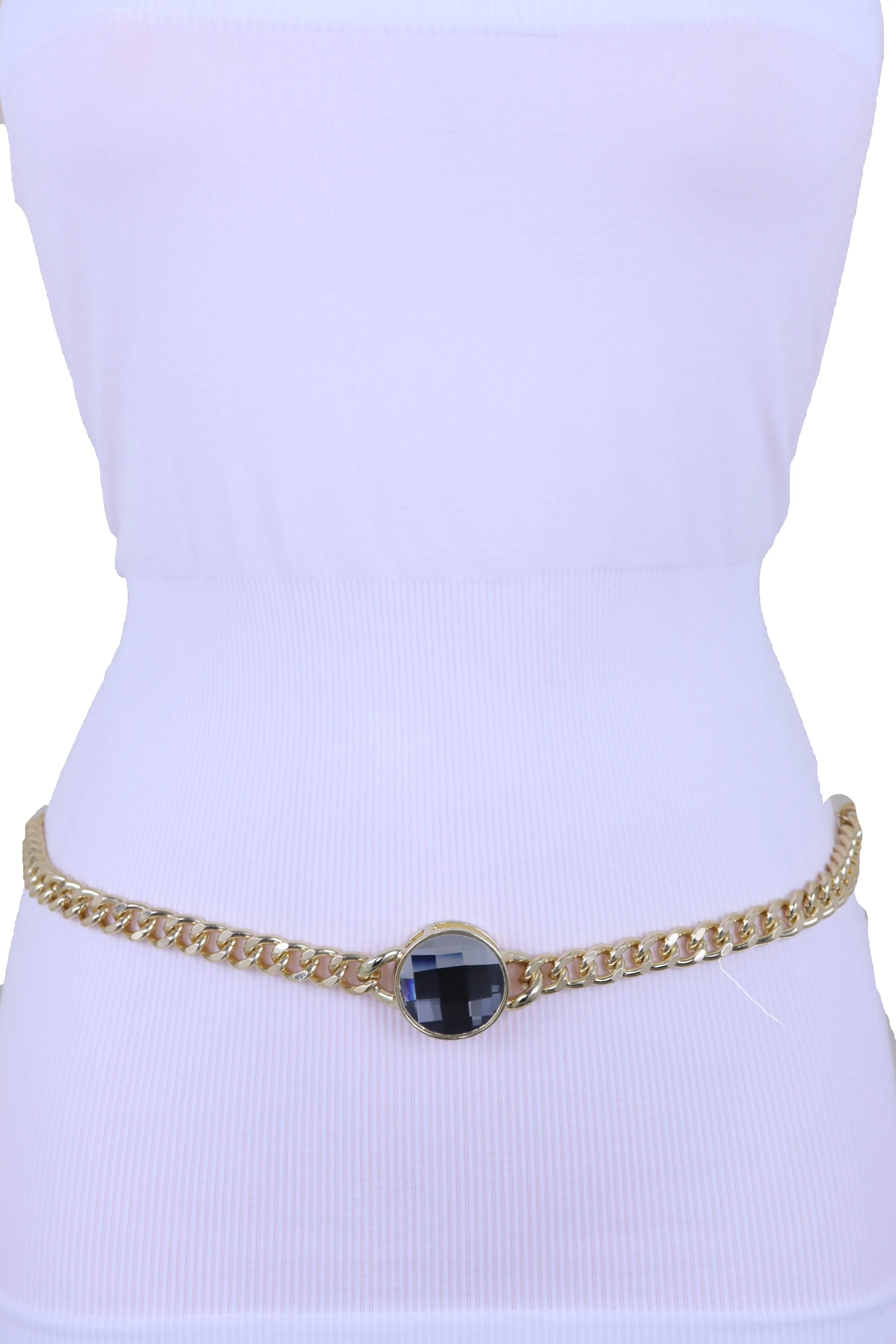 Gold Metal Chain Links Belt Waist Hip Bling Silver Color Charm Plus Size XL XXL