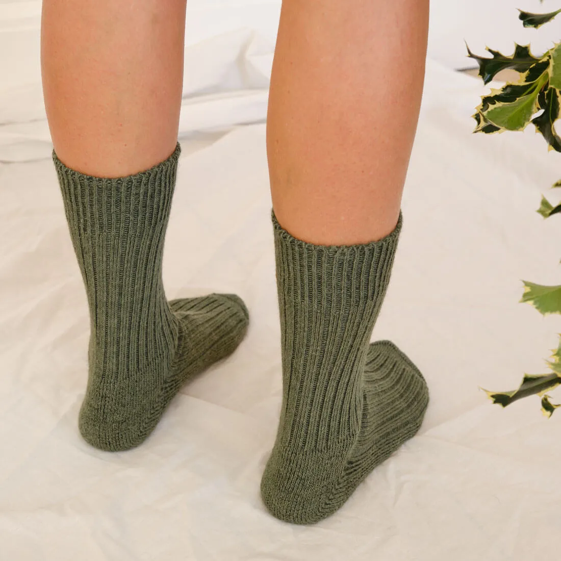 Green Alpaca Walking Socks