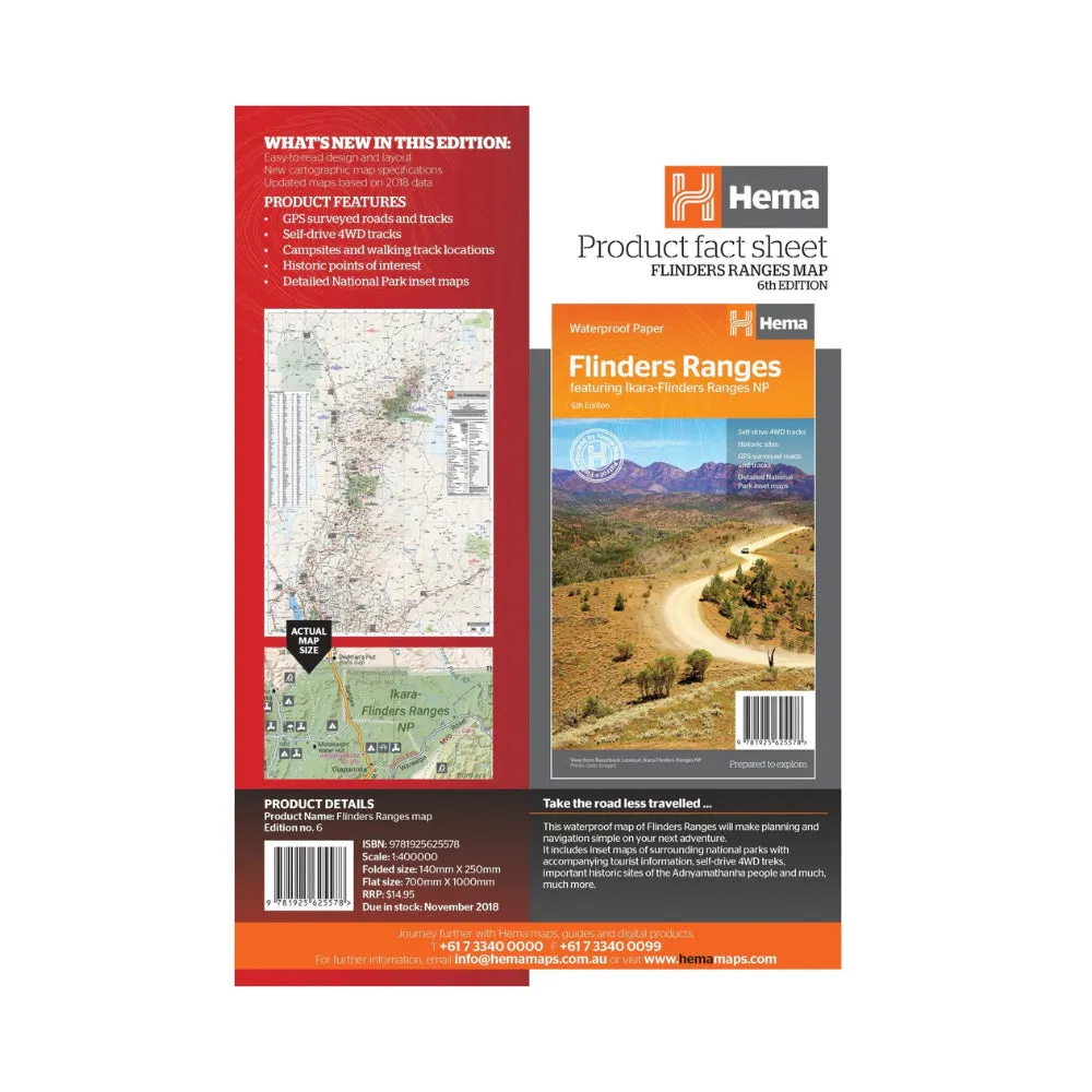 Hema Flinders Ranges Featuring Ikara Flinders Ranger NP Waterproof Map