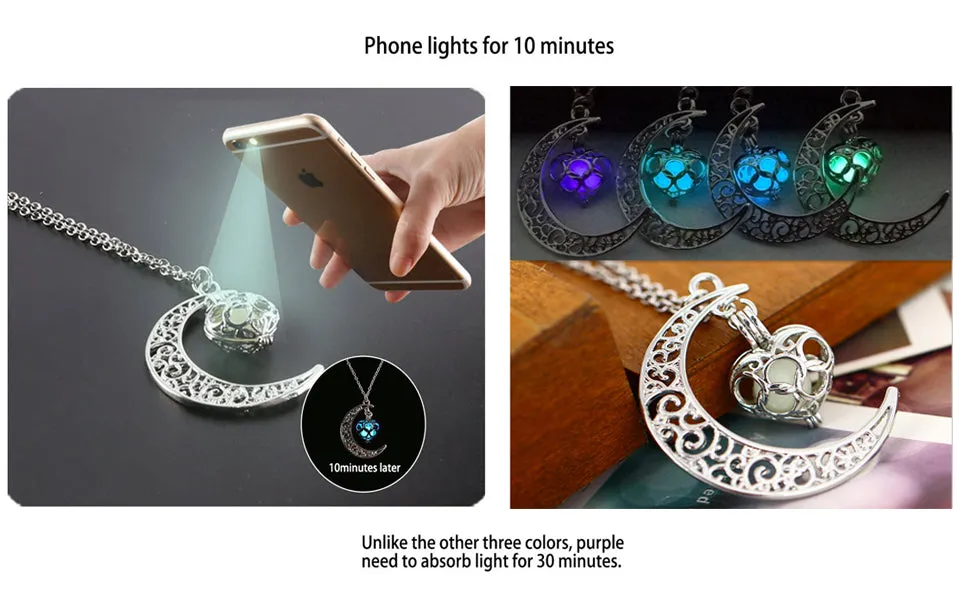 Luminy - Glow In The Dark Crescent Pendant