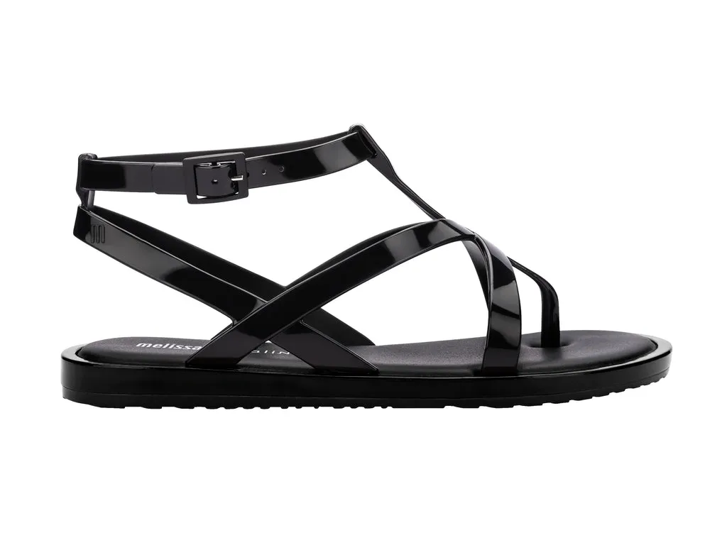 Melissa Cancun X Salinas AD Black Strappy Sandals Flat For Women