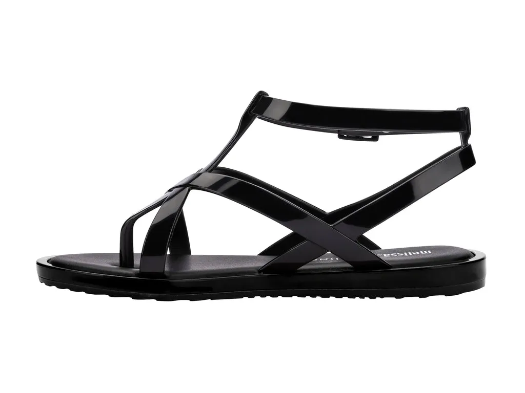 Melissa Cancun X Salinas AD Black Strappy Sandals Flat For Women