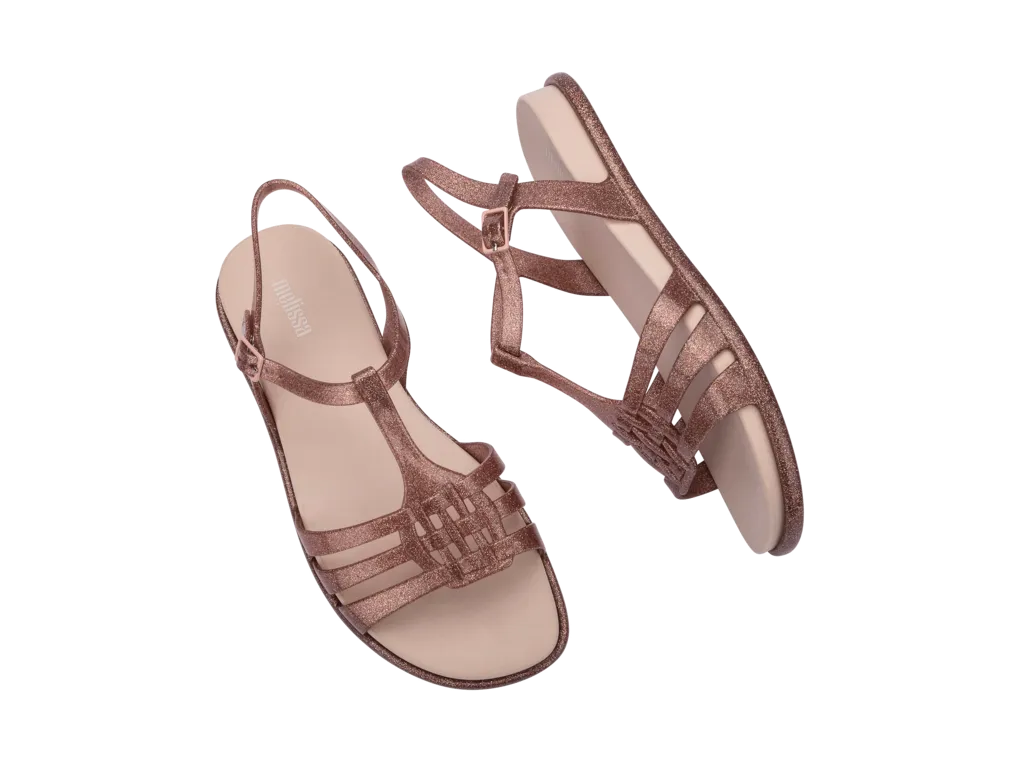 Melissa Party AD Glitter Pink Flat Sandal For Women's