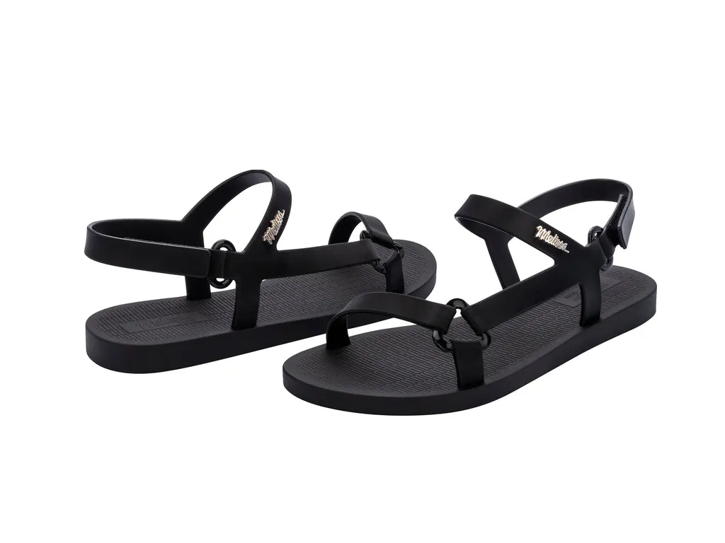 Melissa Sun Downtown AD Flat Black Sandal For Women