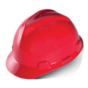 MSA Red Standard V-Gard Class E Type I Polyethylene Slotted Hard Cap With Staz-On Suspension