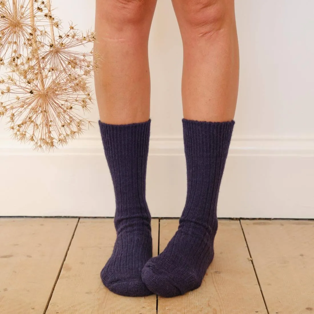 Navy Alpaca Walking Socks