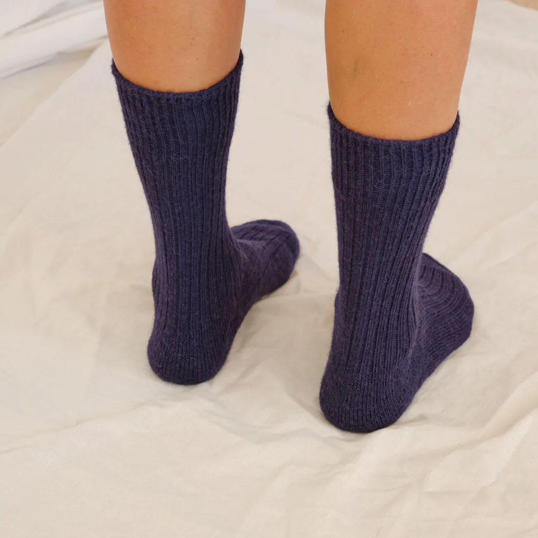 Navy Alpaca Walking Socks