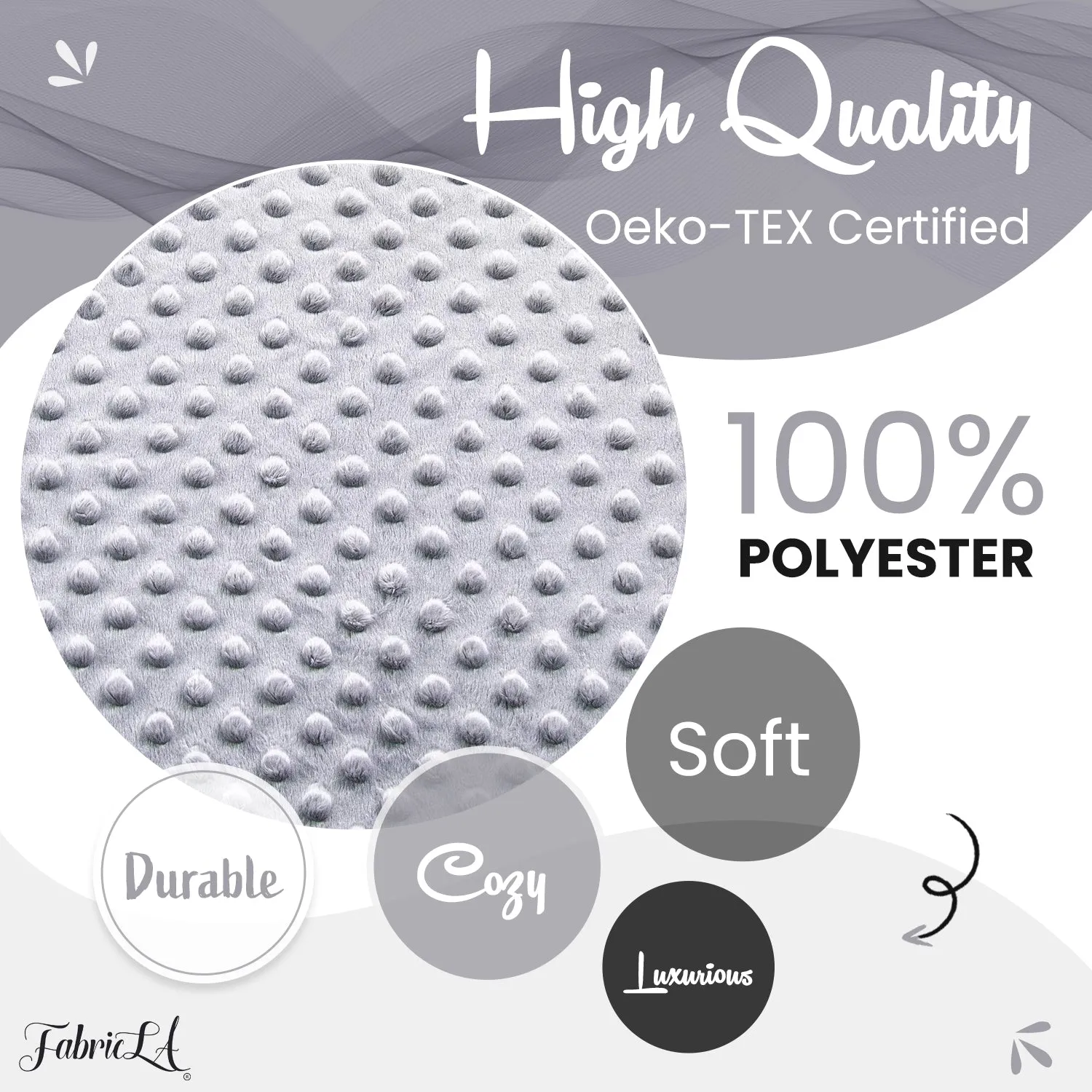 Silver Minky Fabric by the Yard | Oeko-TEX Certified Plush | 60" Wide for Baby Blankets & More