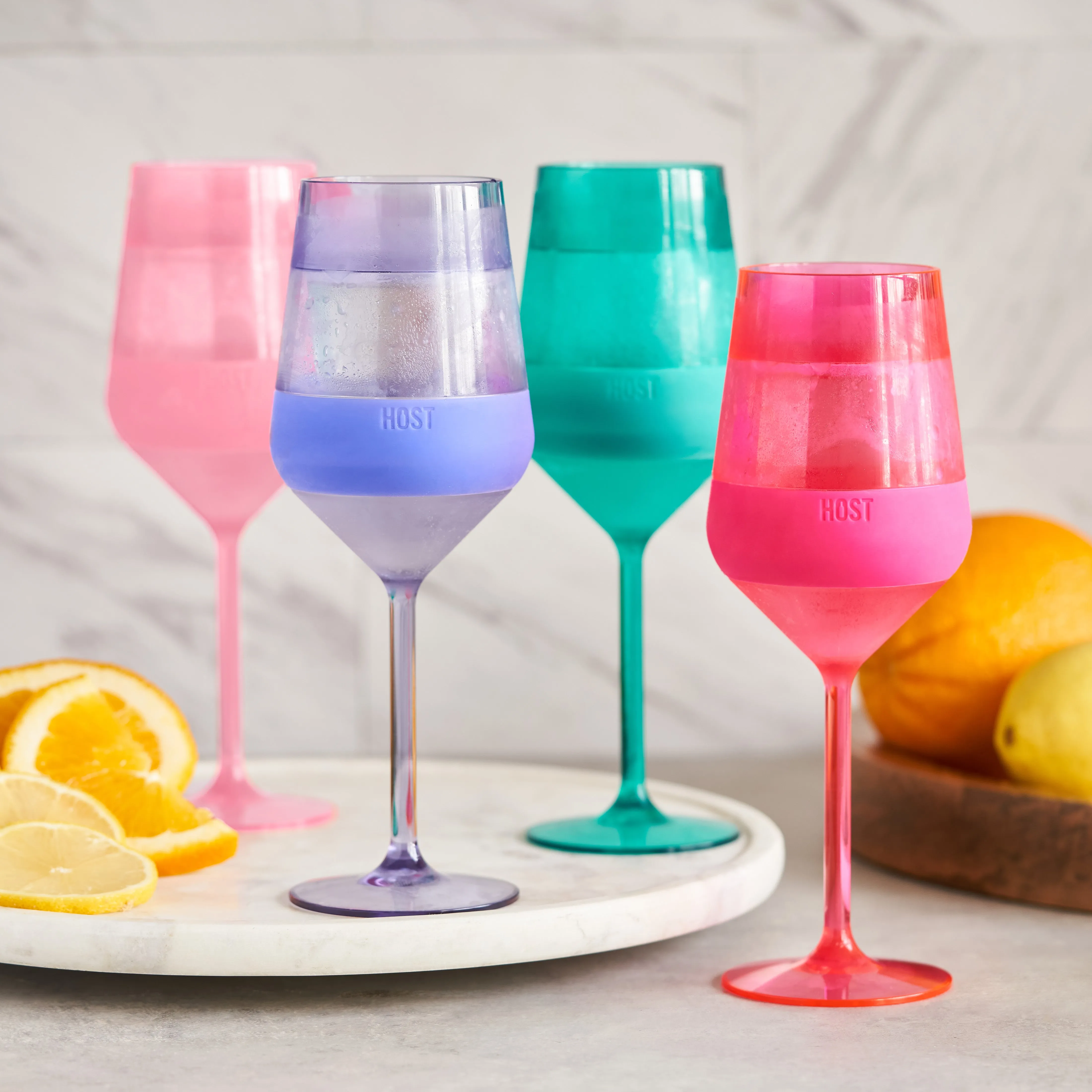 Stemmed Wine FREEZE™ in Tinted Multicolor, Set of 4