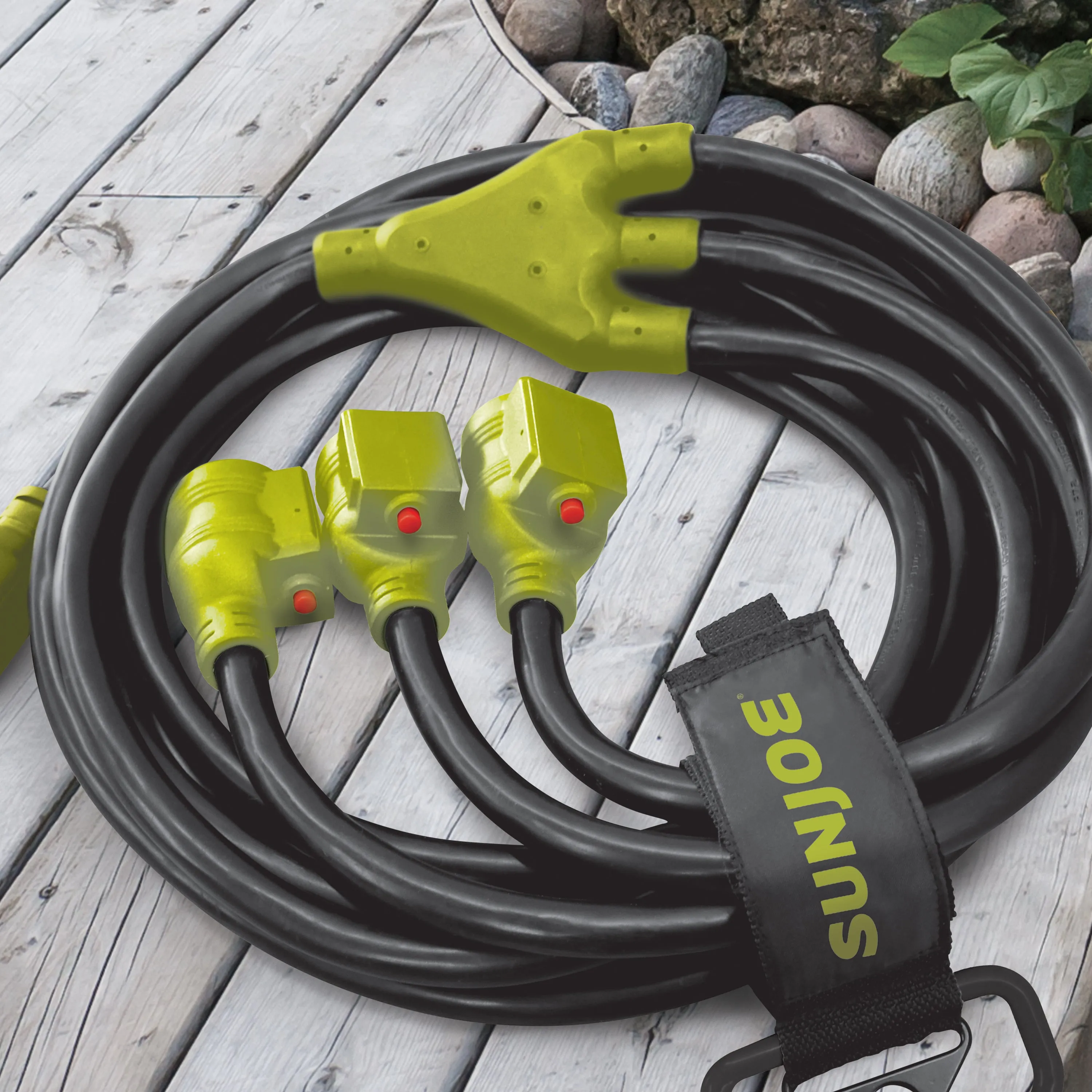 Sun Joe SJG-EXT2510-3WAY Generator Series 3 Outlet Power Cord | 25-Foot | 10/3-Gauge | 3750 watts