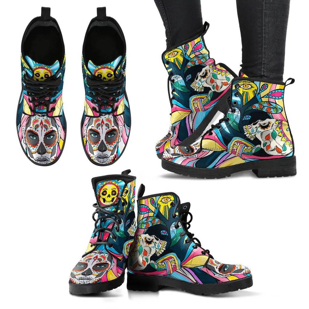 SUN SUGAR SKULL BOOTS - FREE WORLDWIDE SHIPPING