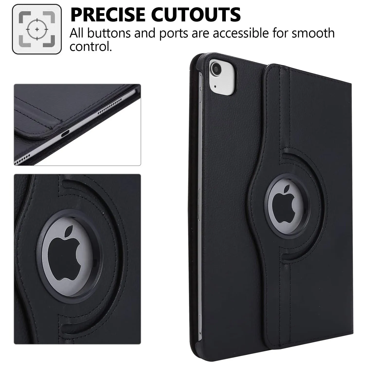 Tough On iPad Air 13" 2024 Rotate Leather Case Black