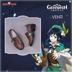 Uwowo Game Genshin Impact Venti Windborne Bard Tone-Deaf Bard Cosplay Shoes