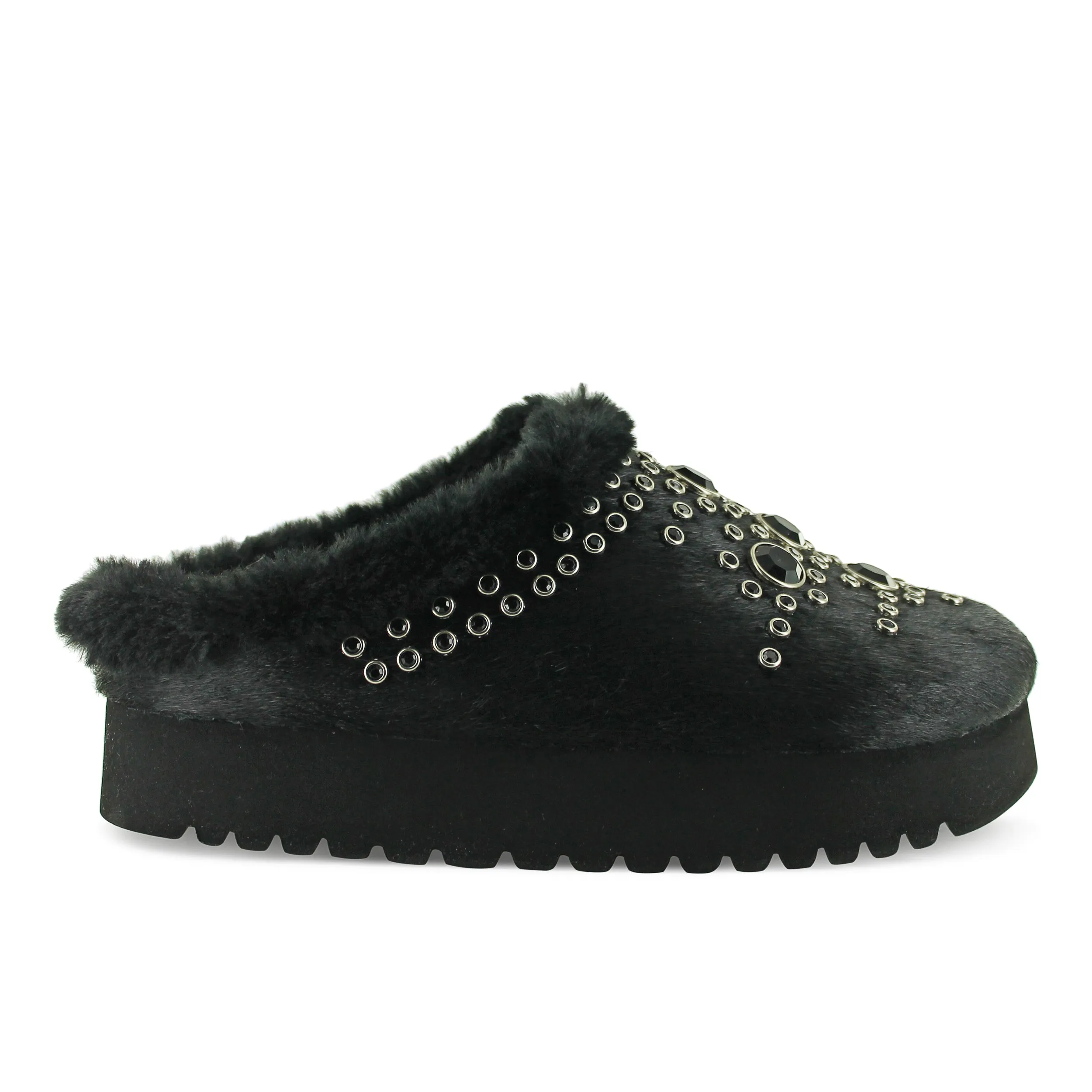 W17-SRW696 - Black Fur Mule