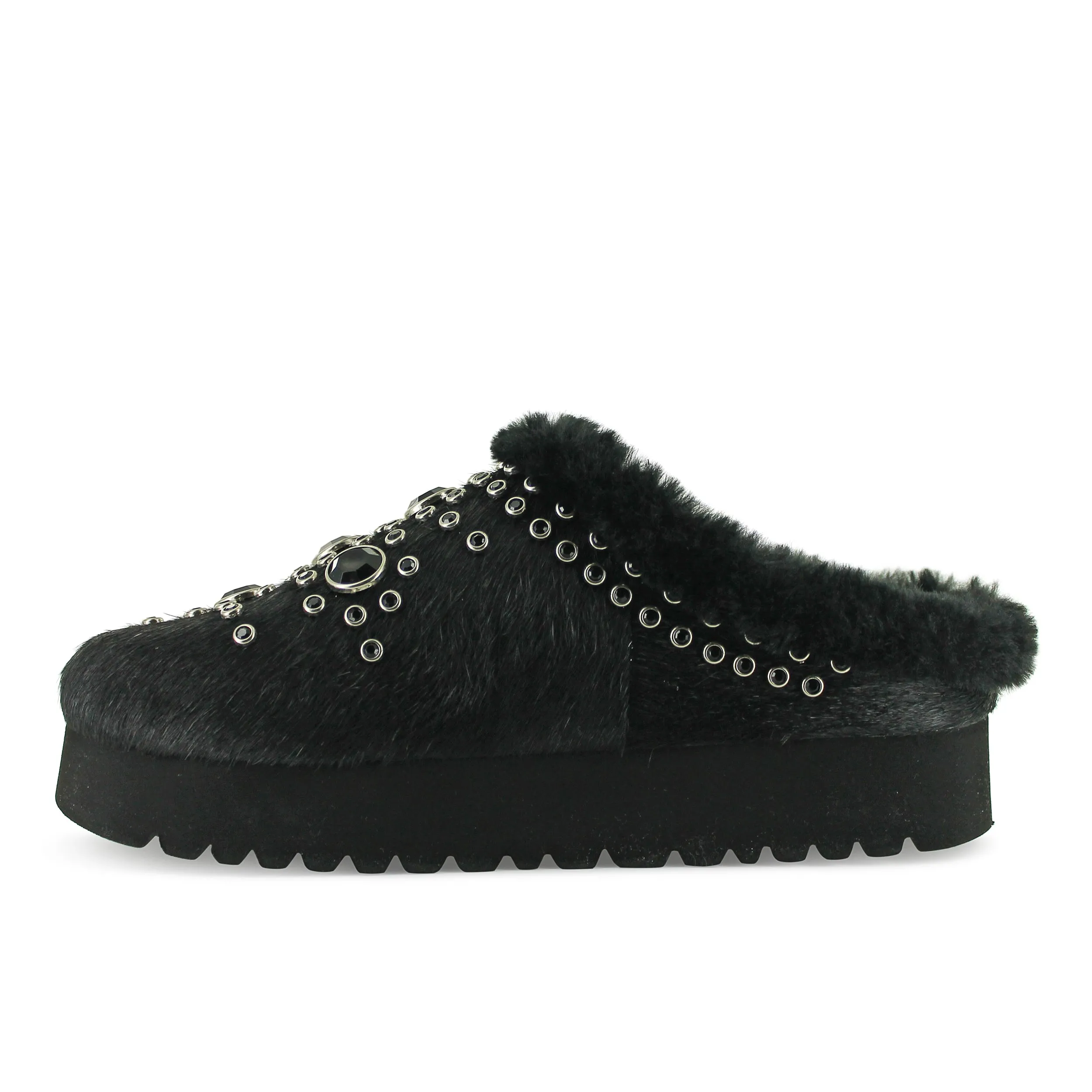 W17-SRW696 - Black Fur Mule