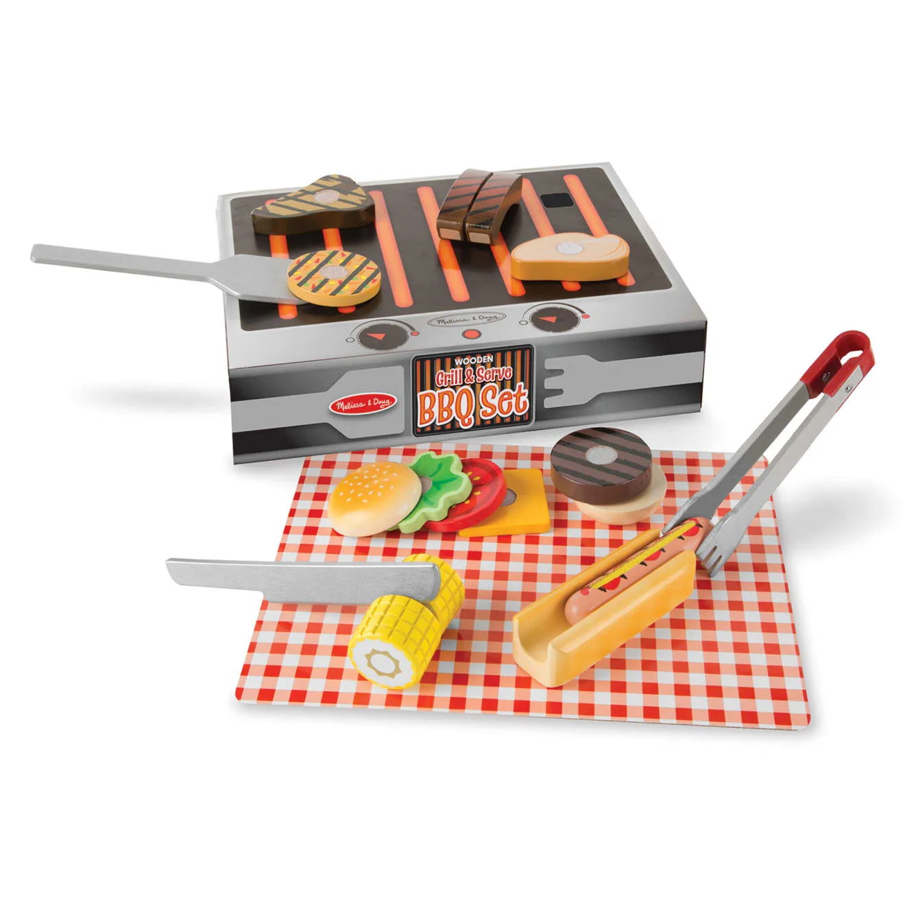 Wooden Grill & Serve BBQ Set